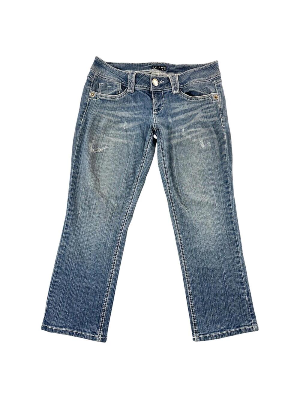 Sequin Hearts Y2K Distressed‎ Low Rise Capri Jeans